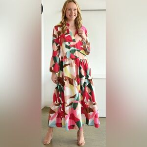 Sunday Up Vibrant Dress with Bell Sleeves